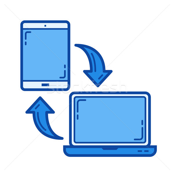 Mobile data synchronization line icon. Stock photo © RAStudio