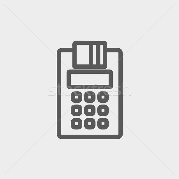 Electronic calculator with paper roll thin line icon Stock photo © RAStudio