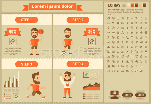 Stock fotó: Sportok · terv · infografika · sablon · elemek · illusztrációk