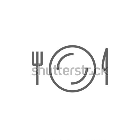 Plate with cutlery line icon. Stock photo © RAStudio