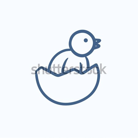 Chick uit ei shell lijn icon Stockfoto © RAStudio