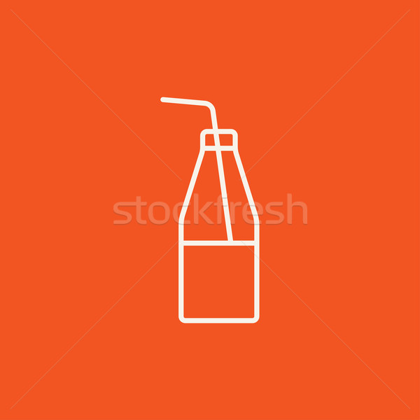 Foto stock: Vidrio · botella · potable · paja · línea · icono