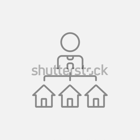 [[stock_photo]]: Agent · immobilier · trois · maisons · ligne · icône · web