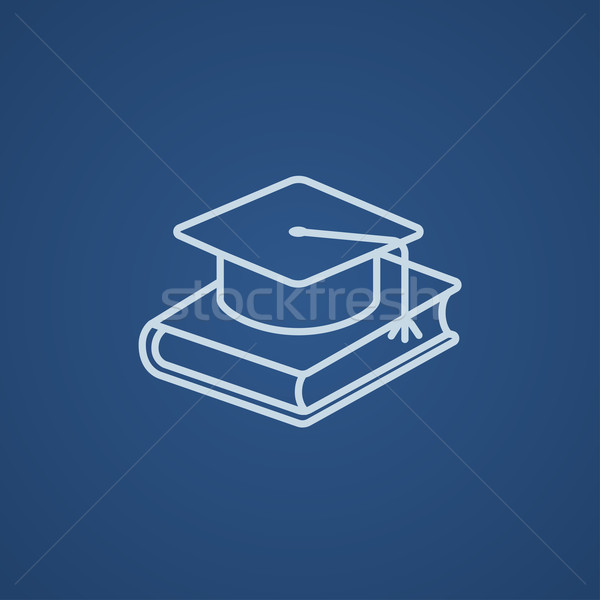 Graduation cap laying on book line icon. Stock photo © RAStudio