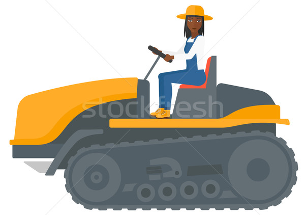 Stockfoto: Landbouwer · rijden · trekker · vector · ontwerp · illustratie