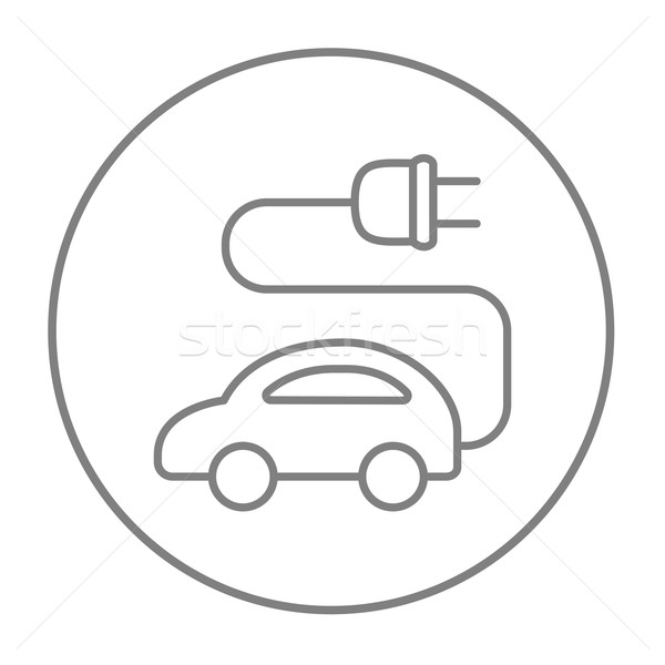 Stock fotó: Elektromos · autó · vonal · ikon · háló · mobil · infografika
