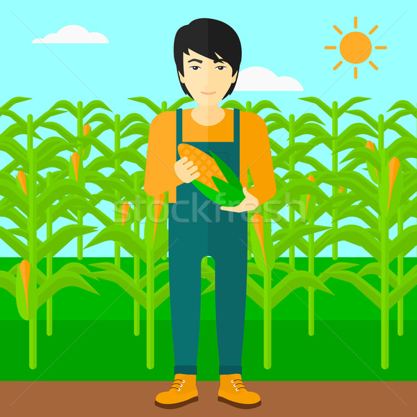 Stock photo: Farmer holding corn.