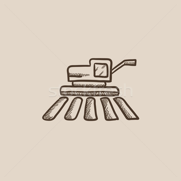Stock photo: Combine harvester sketch icon.