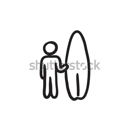 Man with surfboard line icon. Stock photo © RAStudio