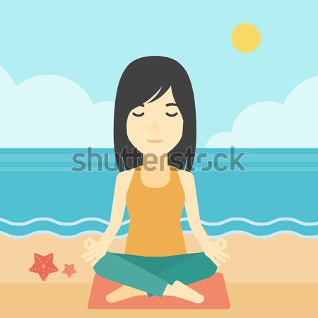 Woman meditating in lotus pose. Stock photo © RAStudio
