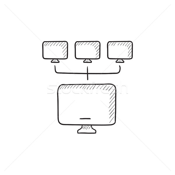 Computer Network Sketch Icon Vector Illustration Rastudio