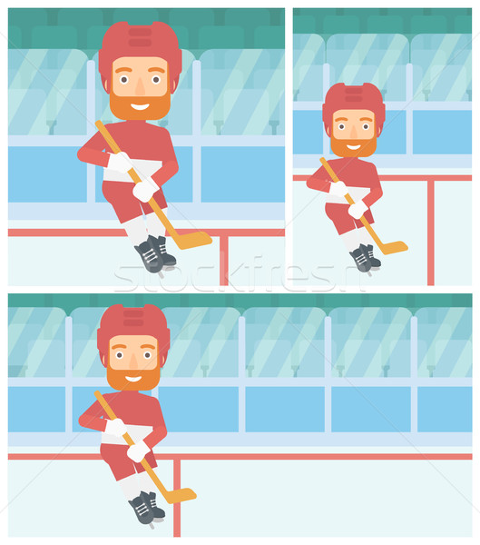 Ice hockey player with stick vector illustration. Stock photo © RAStudio