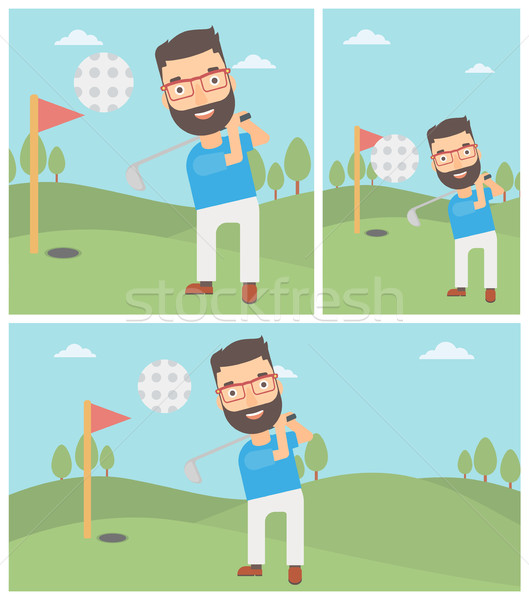 Golfer hitting the ball vector illustration. Stock photo © RAStudio