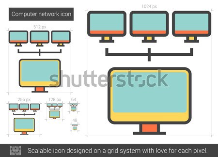 Stockfoto: Home · cinema · lijn · icon · vector · geïsoleerd · witte