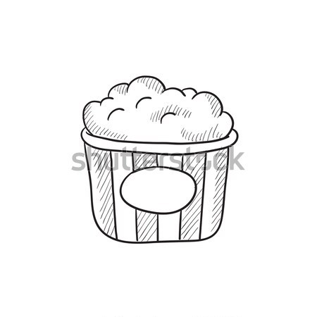 Stockfoto: Popcorn · schets · icon · vector · geïsoleerd