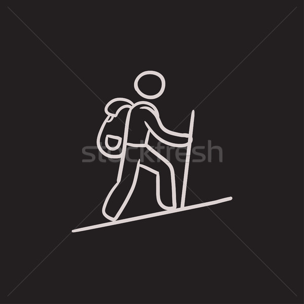 Tourist backpacker sketch icon. Stock photo © RAStudio