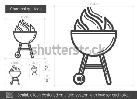 Węgiel drzewny grill line ikona wektora odizolowany Zdjęcia stock © RAStudio