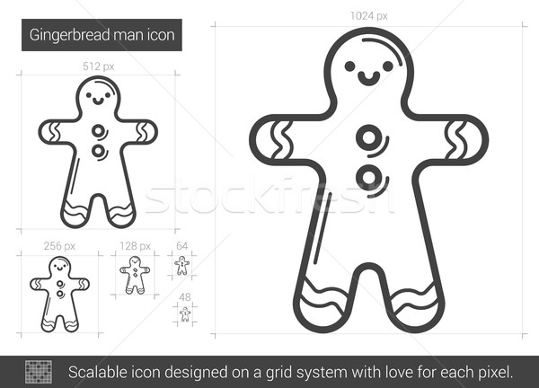 Gingerbread man line ikona wektora odizolowany biały Zdjęcia stock © RAStudio