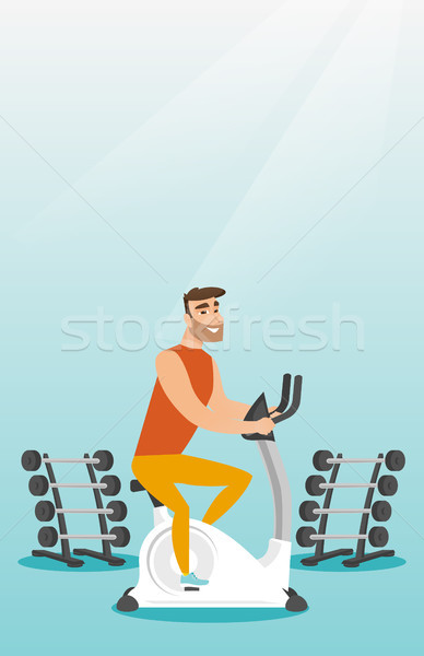 Junger Mann Reiten feststehend Fahrrad Hipster Stock foto © RAStudio