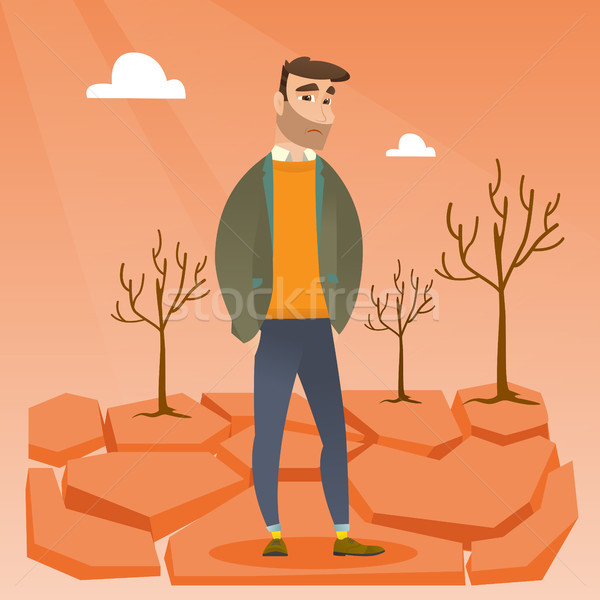 Sad man in the desert vector illustration. Stock photo © RAStudio