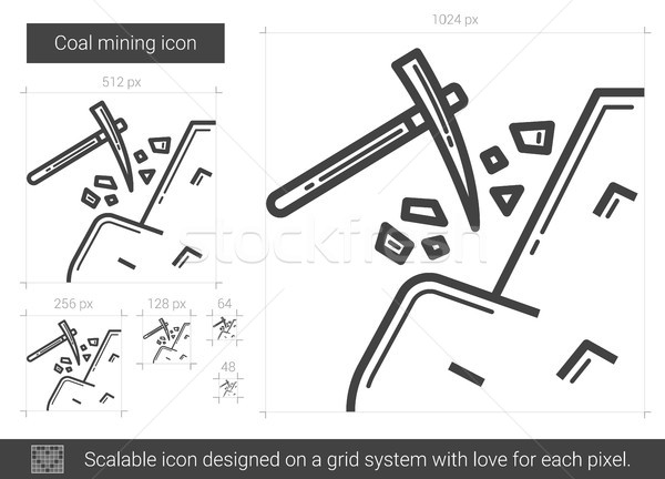 Kohle Bergbau line Symbol Vektor isoliert Stock foto © RAStudio