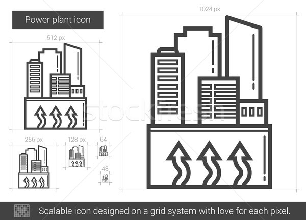 商業照片: 發電廠 · 線 · 圖標 · 向量 · 孤立 · 白