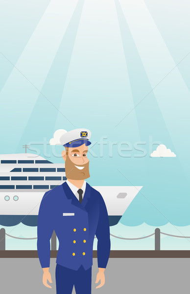 Caucasian ship captain in uniform at the port. Stock photo © RAStudio