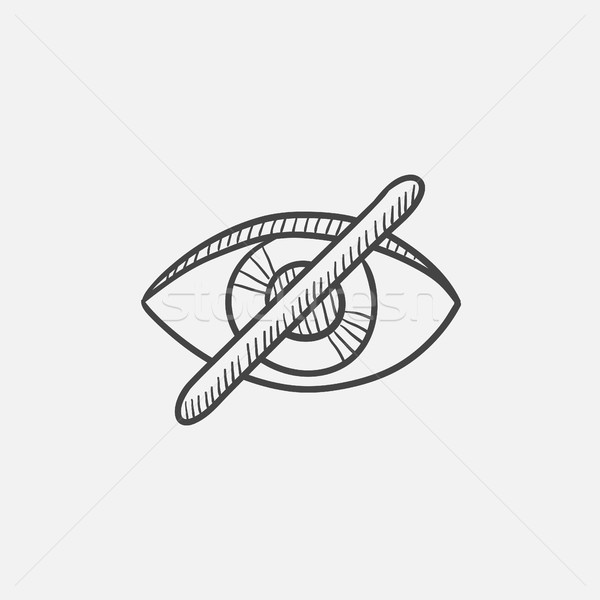 Onzichtbaar schets icon oog knop web Stockfoto © RAStudio