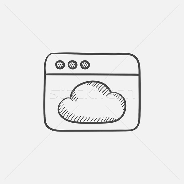 [[stock_photo]]: Navigateur · fenêtre · nuage · croquis · icône · web