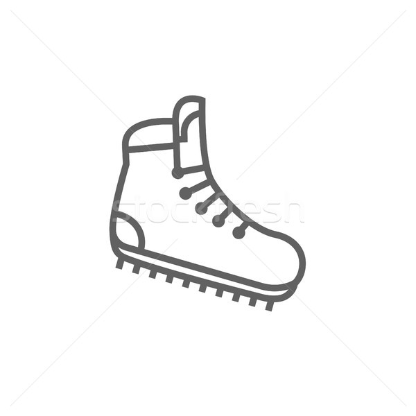 Hiking boot with crampons line icon. Stock photo © RAStudio