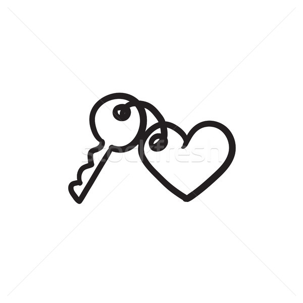 Schmuckstück Schlüssel Herz Skizze Symbol Vektor Stock foto © RAStudio
