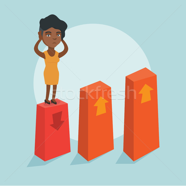 African bankrupt standing on chart going down. Stock photo © RAStudio