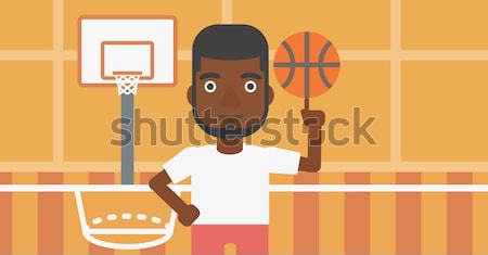 ボール スポーツマン バスケットボール 指 小さな ストックフォト © RAStudio