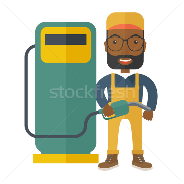 Stock photo: Gasoline boy with gas pump