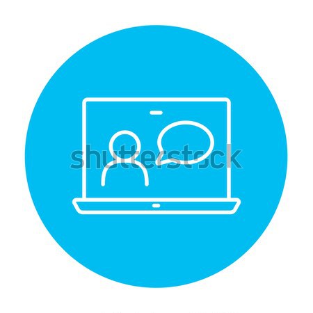 Stock photo: Laptop and mouse in online tutorial thin line icon