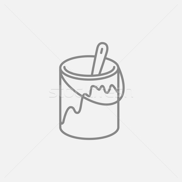 Paint brush in the paint tin line icon. Stock photo © RAStudio