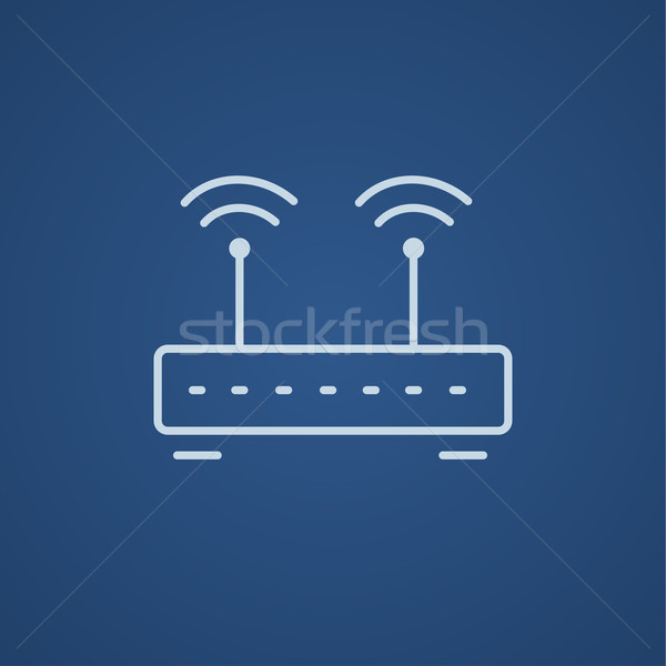 Sans fil routeur ligne icône web mobiles Photo stock © RAStudio