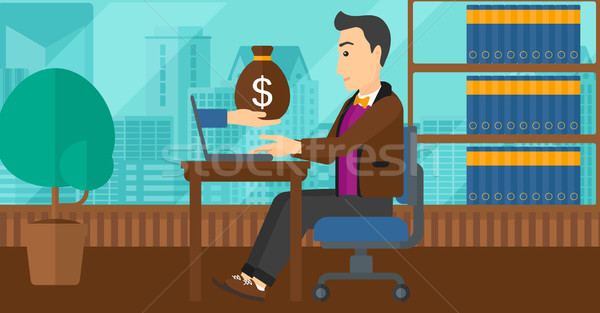 бизнесмен рабочих служба человека сидят таблице Сток-фото © RAStudio