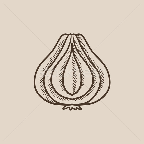 Stock photo: Garlic sketch icon.