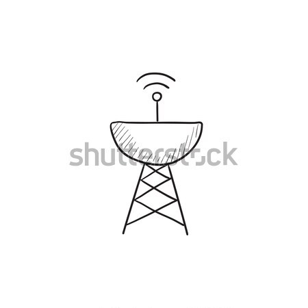 Stock fotó: Radar · parabolaantenna · rajz · ikon · háló · mobil