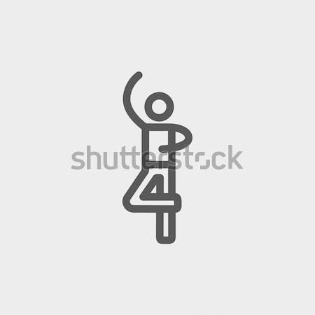 Mężczyzna rysunku łyżwiarz line ikona Zdjęcia stock © RAStudio