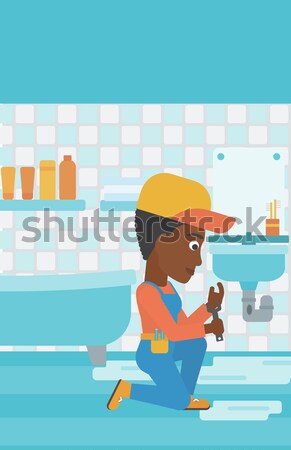Woman repairing sink. Stock photo © RAStudio