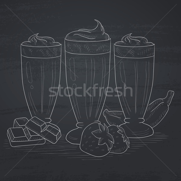 Banana, strawberry and chocolate smoothies. Stock photo © RAStudio
