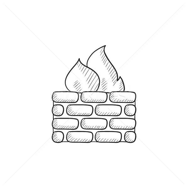 Tűzfal rajz ikon vektor izolált kézzel rajzolt Stock fotó © RAStudio
