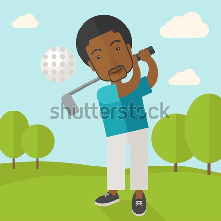 Stock photo: Golfer hitting the ball vector illustration.