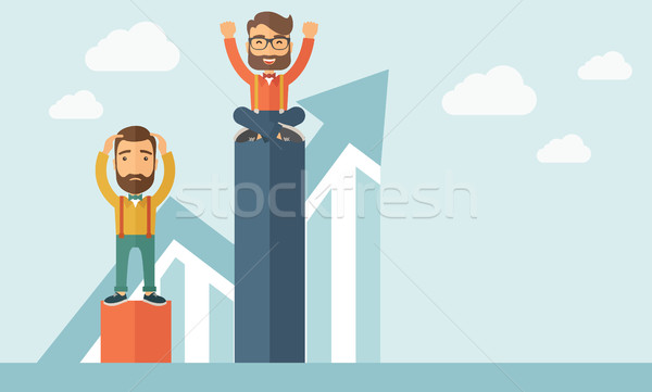 Two businessmen with one happy and the other sad. Stock photo © RAStudio