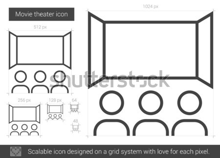 [[stock_photo]]: Film · théâtre · ligne · icône · vecteur · isolé