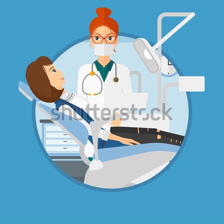 Beteg orvos fogorvosi rendelő nő ül fogászati Stock fotó © RAStudio