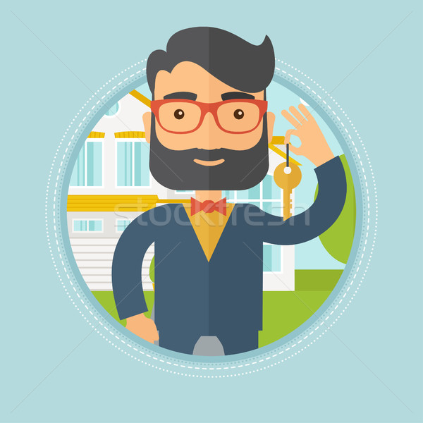 Real estate agent with key vector illustration. Stock photo © RAStudio