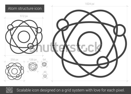 Stock fotó: Atom · struktúra · vonal · ikon · vektor · izolált